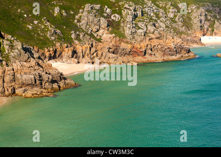 Porthcurno Strand, Cornwall, England, Stockfoto