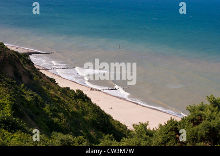 Cromer Overstrand Strand von Klippen heißen Sommertag Stockfoto