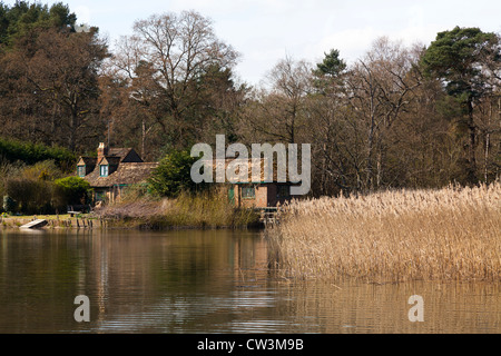 Haus im Wald von Fenesham kleiner Teich See Stockfoto