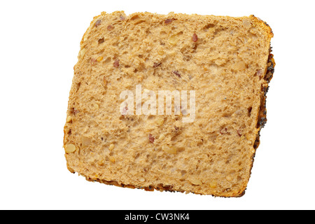 Nahaufnahme eines Roll-Vollkorn Brot mit Sesam und Mohn-Samen, isoliert auf weiss, Adobe RGB, DFF Bild Stockfoto
