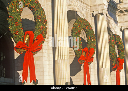 Weihnachtskränze an Union Station, Washington, DC Stockfoto