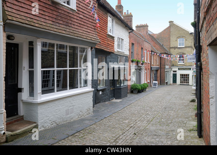 Gepflasterte Straße in Petworth. West Sussex. England Stockfoto