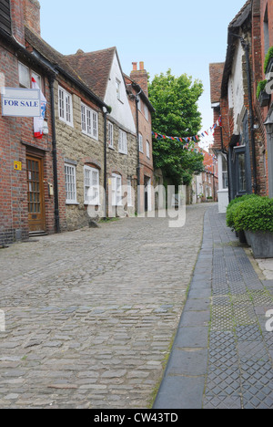 Gepflasterte Straße in Petworth. West Sussex. England Stockfoto