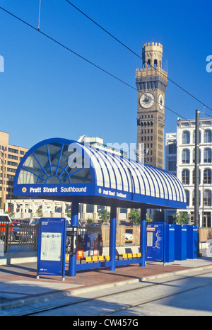 Pratt Street Metro zu stoppen, Baltimore, Maryland Stockfoto