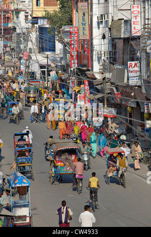 Hauptstraße von Haridwar. Kumbh Mela Festival 2010, Haridwar, Indien. Stockfoto