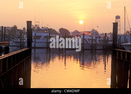 Sonnenaufgang in Mystic Seaport, Connecticut Stockfoto