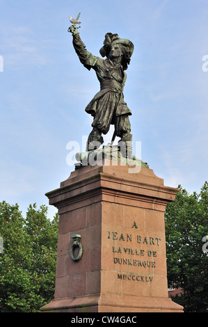 Statue von Jean Bart, Marine-Kommandant und Freibeuter bei Dünkirchen / Dunkerque, Nord-Pas-de-Calais, Frankreich Stockfoto