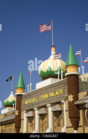 Main Street View Corn Palace, Mitchell, South Dakota, ursprünglich 1892 erbaut und im Jahre 1921 wieder aufgebaut. Stockfoto