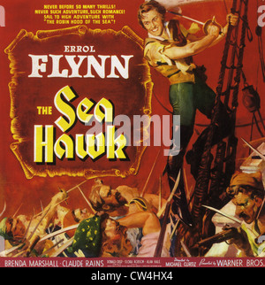 Das SEA HAWK-Plakat für 1940 film Warner Bros mit Errol Flynn Stockfoto