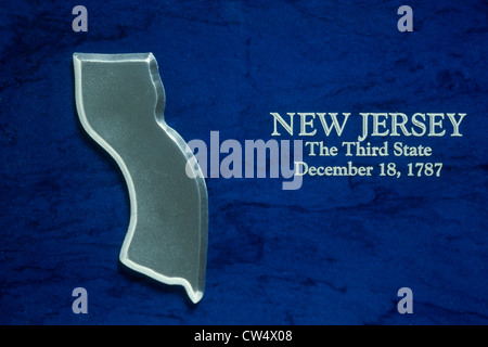 Silberne Karte von New Jersey Stockfoto