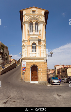 Farbenfrohen Gebäuden und Hafen Portoferraio Provinz Livorno auf Insel Elba, im toskanischen Archipel Italien Europa wo Napoleon Stockfoto
