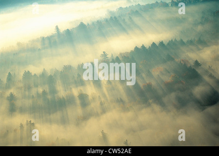 Nebel über Green Mountains von Vermont in der Nähe von Stowe Stockfoto