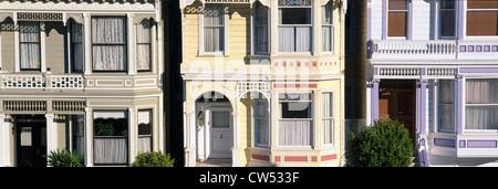 Viktorianische Häuser auf Steiner Street, San Francisco, Kalifornien Stockfoto