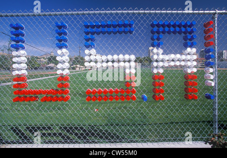 ? VEREINIGTE STAATEN VON AMERIKA? Gemacht von Plastikbechern, Salt Lake City, Utah Stockfoto