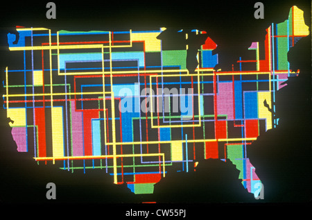 Spezialeffekte: Überblick über das Festland der Vereinigten Staaten mit geometrischen Formen Stockfoto