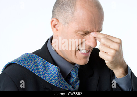 Nahaufnahme eines Geschäftsmannes suchen gestresst Stockfoto