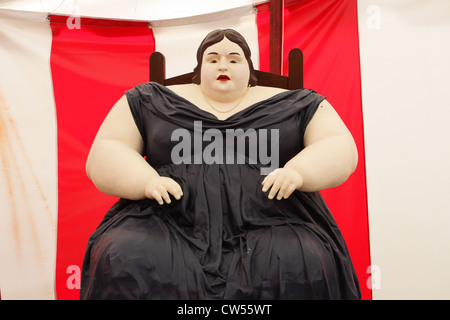 Eine Statue von Miss Jane Campbell, die Fette Dame, ein Zirkus Sideshow Anziehung. Stockfoto