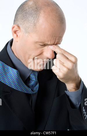 Nahaufnahme eines Geschäftsmannes suchen gestresst Stockfoto