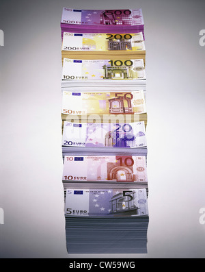 Stapel von Euro-Banknoten Stockfoto