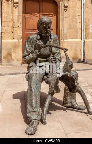 Bronze Statuen Phasen der Weinherstellung, in der Stadt Haro, La Rioja, Spanien, Europa zu verarbeiten. Stockfoto