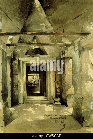 Courmaille, Angkor: Zentrale Kapelle des Phôm-Chiso, Aquarell Stockfoto