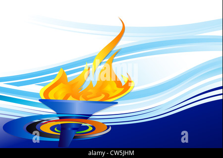 Olympische Fackel auf blauem Hintergrund Stockfoto