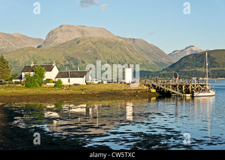 Eingang zum Caledonian Canal bei Corpach westlichen Highlands von Schottland zu Ben Nevis Hintergrund Stockfoto