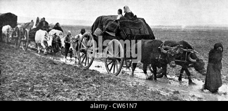 Türken, die Flucht vor der anrückenden bulgarischen Armee (1912) Stockfoto