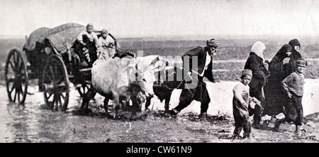 Türken, die Flucht vor der anrückenden bulgarischen Armee (1912) Stockfoto