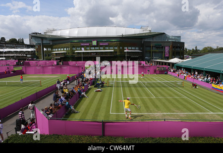 Veranstaltungsort von oben, Olympische Tennisturnier in Wimbledon, London 2012. Stockfoto