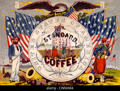 Vereinigte Staaten von Amerika, unsere Kaffee Standardetikett für Kaffee, ca. 1862 Stockfoto