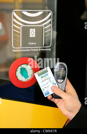 Allfa-Ticket auf der Messe Railtec Stockfoto