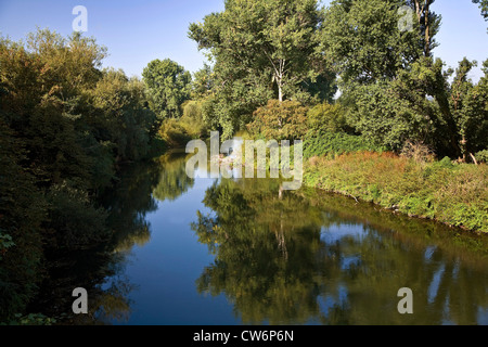 natürlichen Bachlauf des Lippe Flusses zwischen Bergkamen und Werne, Deutschland, Nordrhein-Westfalen, Ruhrgebiet, Bergkamen Stockfoto