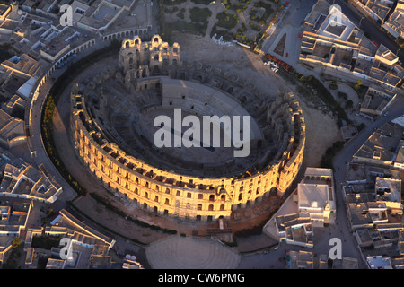 Arial Ansicht vom historischen Amphitheater von El Jem, Tunesien, El Jem Stockfoto