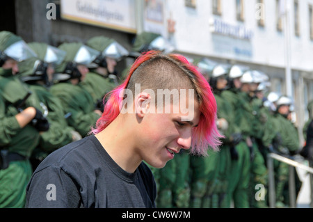 Ounkk bei einer Anti-Demonstration gegen Neonazis, Deutschland, Baden-Württemberg, Ulm Stockfoto