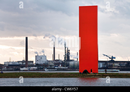 Skulptur Rheinorange an der Mündung der Ruhr in Duisburg, Ruhrgebiet, Nordrhein Westfalen, Rhein, Deutschland Stockfoto