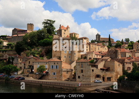 Puy-l'Eveque einer Bastide-Stadt auf dem Fluss Lot Stockfoto