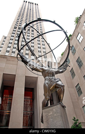 Atlas-Statue Rockefeller Plaza Center New York City Manhattan amerikanische Vereinigte Staaten von Amerika Stockfoto