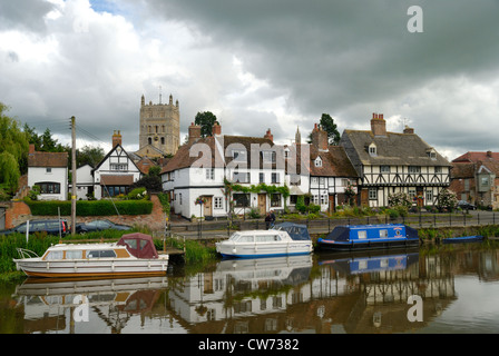 Ansicht von Tewkesbury und die Abtei von der Mühle Avon, Gloucestershire Stockfoto