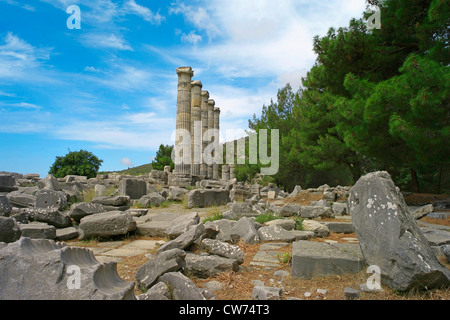 Athena-Tempels in Priene, Türkei, Westanatolien, Priene Stockfoto