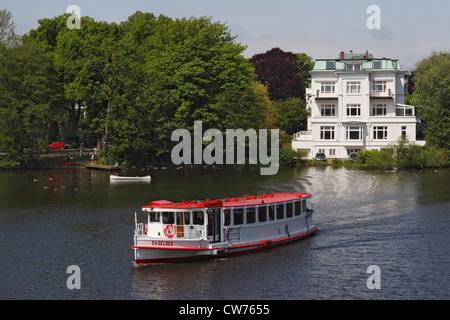 Touristischen Schiff auf der Alster, Deutschland, Hamburg Stockfoto