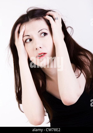 Junge Frau Angst Stockfoto