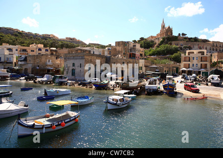 Blick über den Hafen, Malta, Gozo, Mgarr Stockfoto