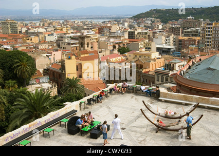 Blick vom Bastione San Remy Ofer die Dächer der Stadt, Italien, Sardinien, Cagliari Stockfoto