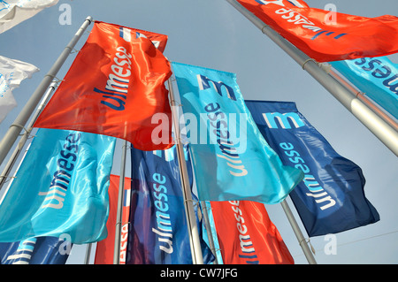 Flaggen auf Festplatz, Deutschland, Baden-Württemberg, Ulm Stockfoto