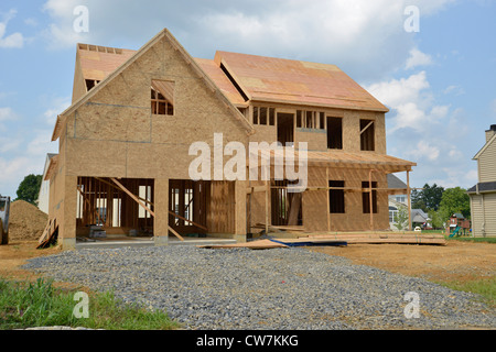 neues Einfamilienhaus im Bau Stockfoto