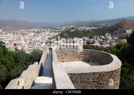 Wälle der Burg Gibralfaro in Malaga, Andalusien Spanien Stockfoto