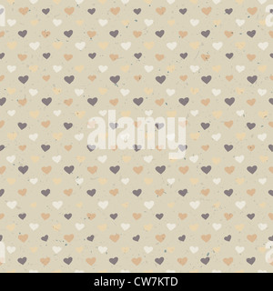 Nahtlose Herzen Muster auf Papier Textur Stockfoto
