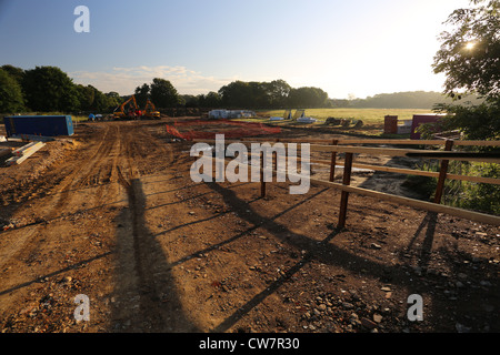 Arbeiten beginnt am Neuentwicklung auf ehemaligen Schulstandort Spielfeld Stockfoto