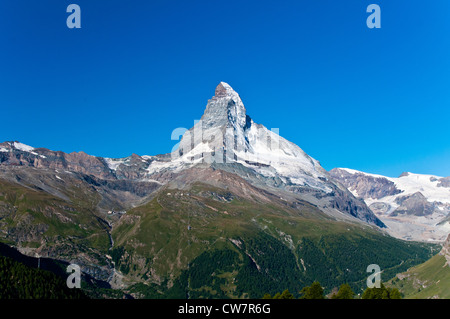 Sommer Blick auf Matterhorn, Zermatt, Wallis oder Wallis, Schweiz Stockfoto